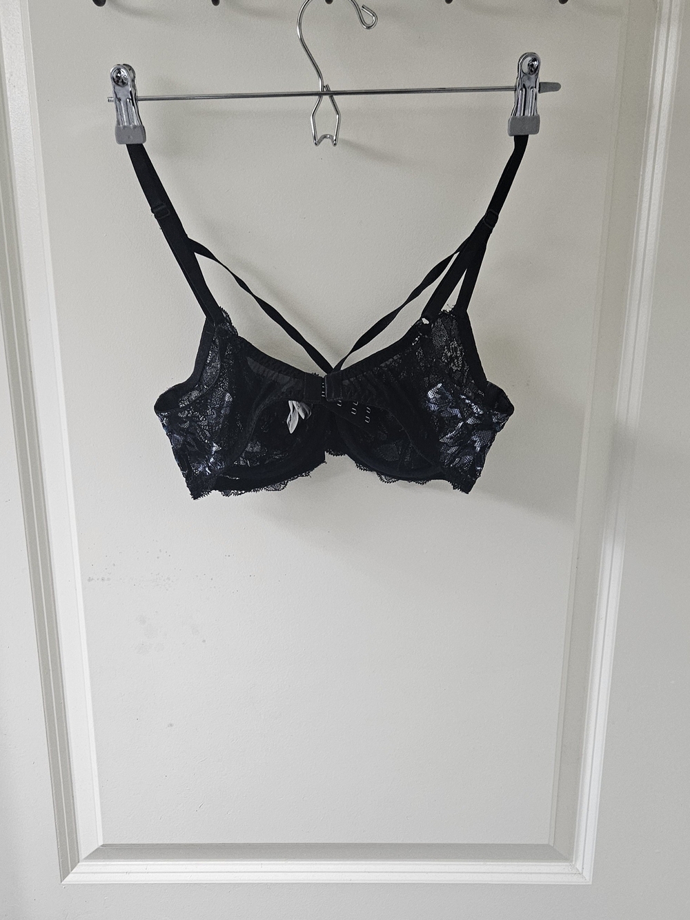 Cosabella Black Lace Underwire Bra with Blue Floral Embroidery - Picture 11 of 13